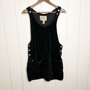 Vintage Easy Wear Black Velvet Overall Dress. Size Medium.